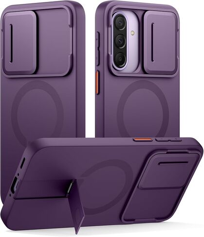 SURITCH for Samsung Galaxy A57 5G Case, Compatible with MagSafe, Shockproof Bumper Cover Slim Magnetic Protective Cases with Camera Cover & Adjustable Metal Kickstand for Galaxy A57 5G, Black in Kuwait