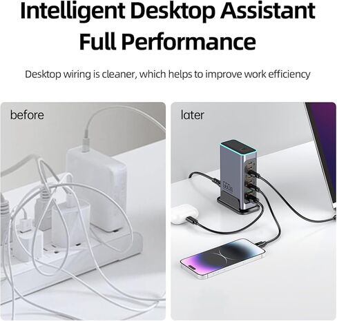كتلة شاحن سريع USB C بقدرة 660 واط، محطة شحن 8 منافذ GaN، محطة شحن سريعة بمنفذ PD 100 واط لأجهزة متعددة، شاحن حائط للكمبيوتر المحمول متوافق مع MacBook وiPhone 17 وiPad إلخ in Kuwait