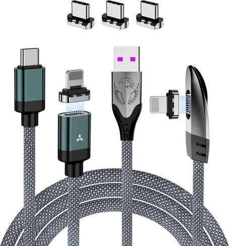 Magnetic USB C Charger Cable 2 in 1, 2-Pack PD 100W(5A) Nylon Braided USB C to Type C Fast Charging Cable for iPhone 15/14/13 Series,iPad,MacBook Pro, 480Mbps Data Transfer in Saudi Arabia