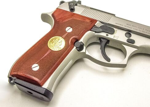 Superior Crafted Rosewood Pistol Grips for Beretta 92FS, M9, 92A1, 92G, 92D, 96 | Precision Fit with Double Diamond Carving & 24K Gold Beretta Emblem in Saudi Arabia