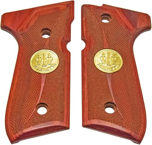 Superior Crafted Rosewood Pistol Grips for Beretta 92FS, M9, 92A1, 92G, 92D, 96 | Precision Fit with Double Diamond Carving & 24K Gold Beretta Emblem in Saudi Arabia