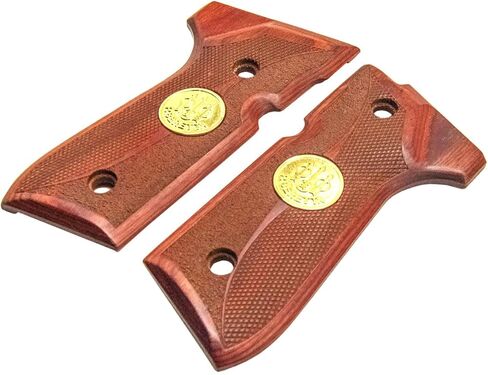 Superior Crafted Rosewood Pistol Grips for Beretta 92FS, M9, 92A1, 92G, 92D, 96 | Precision Fit with Double Diamond Carving & 24K Gold Beretta Emblem in Saudi Arabia