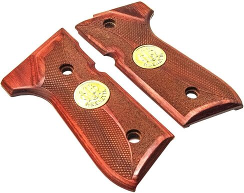 Superior Crafted Rosewood Pistol Grips for Beretta 92FS, M9, 92A1, 92G, 92D, 96 | Precision Fit with Double Diamond Carving & 24K Gold Beretta Emblem in Saudi Arabia
