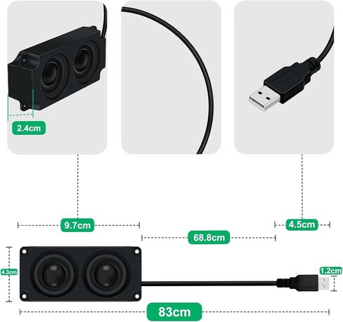 مكبر صوت صغير يعمل بمنفذ USB بقدرة 3 وات، مكبر صوت محمول، مكبرات صوت صغيرة ذاتية اللصق أو الحفر لأجهزة الكمبيوتر المكتبية والكمبيوتر المحمول in Kuwait