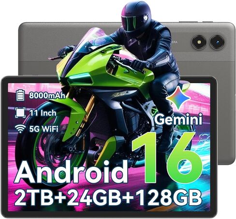 تابلت 11 بوصة، تابلت أندرويد 16 مع Gemini AI، ذاكرة وصول عشوائي 24 جيجابايت، 128 جيجابايت ذاكرة تخزين داخلية ثماني النواة، شاشة 90 هرتز، 8000 مللي أمبير في الساعة شحن سريع تابلت أندرويد للعمل والدراسة والألعاب (أقراص رمادية) in Kuwait
