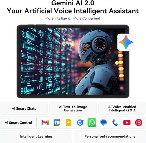 تابلت 11 بوصة، تابلت أندرويد 16 مع Gemini AI، ذاكرة وصول عشوائي 24 جيجابايت، 128 جيجابايت ذاكرة تخزين داخلية ثماني النواة، شاشة 90 هرتز، 8000 مللي أمبير في الساعة شحن سريع تابلت أندرويد للعمل والدراسة والألعاب (أقراص رمادية) in Kuwait