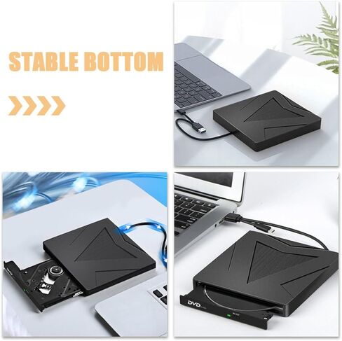 محرك أقراص Toddmomy خارجي USB 3.0 Type-c DVD CD، ناسخ أقراص DVD خارجي محمول لأجهزة الكمبيوتر المحمول، محرك الأقراص الضوئية للتوصيل والتشغيل المتوافق مع Windows وأنظمة التشغيل الأخرى in Saudi Arabia