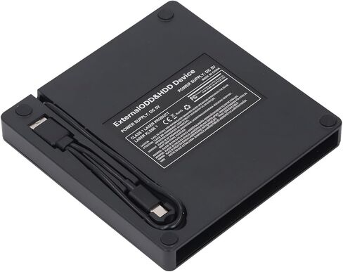Fabater External DVD Drive, 12.7mm Slim USB 3.0 Enclosure, Type C Optical Drive with Integrated Cable for Laptop Desktop 7 8 10 Vista in Saudi Arabia