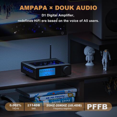 مضخم صوت D1 ثنائي القناة: مضخم صوت ستيريو بلوتوث 300Wx2 مع Q1 DAC، وشاشة VU، ومدخل متوازن، ومخرج فرعي للمسرح المنزلي ومكبرات صوت رف الكتب in Kuwait