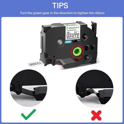GREENCYCLE 18mm Label Maker Tape Compatible for Brother P-Touch TZe-241 18mm 0.7'' Laminated White TZ-241 TZe241 Black on White TZe TZ Tape for Ptouch PT-D400 D410 D600 D610BT P700 P750W, 10 Pack in Saudi Arabia