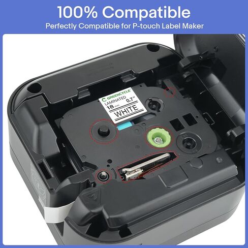 GREENCYCLE 18mm Label Maker Tape Compatible for Brother P-Touch TZe-241 18mm 0.7'' Laminated White TZ-241 TZe241 Black on White TZe TZ Tape for Ptouch PT-D400 D410 D600 D610BT P700 P750W, 10 Pack in Saudi Arabia