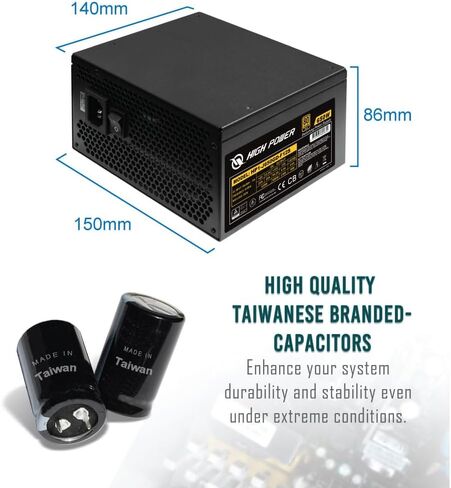 مزود طاقة كمبيوتر عالي الطاقة 80 بلس ذهبي معتمد - 650 واط PSU، طاقة مستمرة ATX 12V V2.3/EPS Active PFC مع مروحة هادئة 120 مم، أداء موثوق وكفاءة عالية in Kuwait