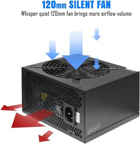 مزود طاقة كمبيوتر عالي الطاقة 80 بلس ذهبي معتمد - 650 واط PSU، طاقة مستمرة ATX 12V V2.3/EPS Active PFC مع مروحة هادئة 120 مم، أداء موثوق وكفاءة عالية in Kuwait