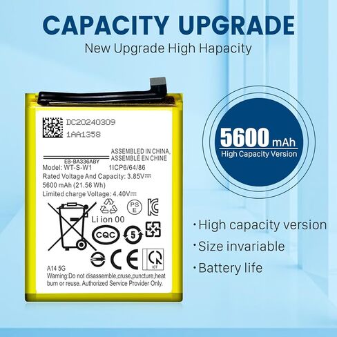 SHENMZ Replacement Battery for Samsung Galaxy A14 5G 5600mAh - Compatible with SM-A146U/A146U1/A146W/S146VL/A146M/WT-S-W1 - Includes Repair Tools in Saudi Arabia