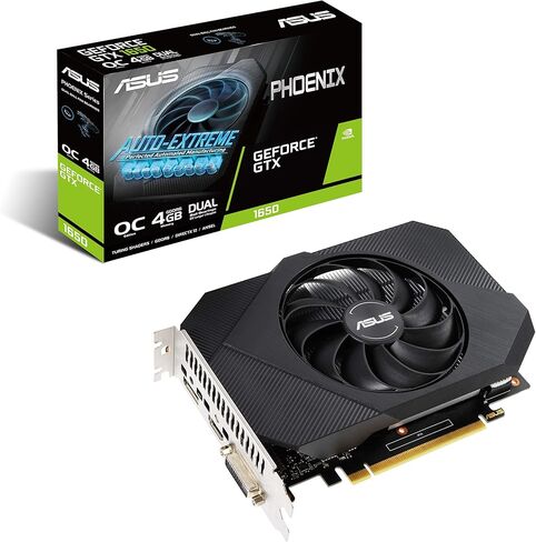 ASUS Phoenix NVIDIA GeForce GTX 1650 OC Edition Gaming Graphics Card (PCIe 3.0, 4GB GDDR6 Memory, HDMI 2.0b, DisplayPort 1.4a, DVI-D, Dual Ball Fan Bearings, Auto-Extreme) (Renewed), BLACK in Saudi Arabia