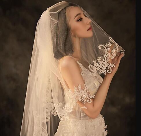 حجاب زفاف نسائي بسيط من التول من Edith qi حجاب زفاف قصير للعرائس وحفلات العازبة باللون الأبيض العاجي، مقاس حر in Kuwait
