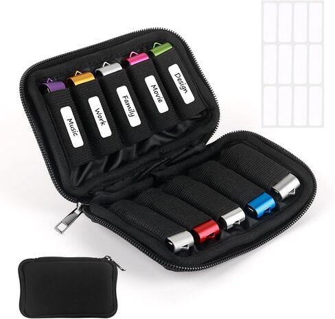 Flash Drive Case USB Storage Case with 4GB Thumb Drives 20 Pack, Portable Travel Electronics Bag USB Memory Stick Holder Computer Accessories Small Carrying Case with 12 Flash Drive Labels in Saudi Arabia