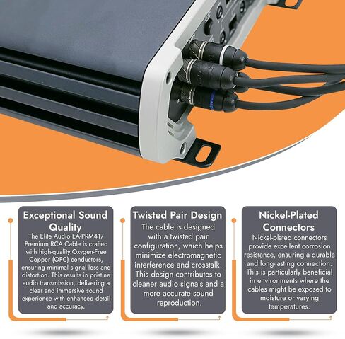 حزمة كبل RCA من سلسلة Elite Audio Subwoofer ومكبر الصوت Amp Premium: 1x 4-Channel 17 ft & 1x 2-Channel 17 ft RCA Cables لتركيب صوت السيارة in Kuwait