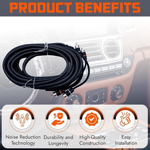 حزمة كبل RCA من سلسلة Elite Audio Subwoofer ومكبر الصوت Amp Premium: 1x 4-Channel 17 ft & 1x 2-Channel 17 ft RCA Cables لتركيب صوت السيارة in Kuwait