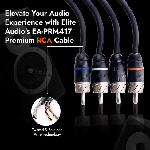 حزمة كبل RCA من سلسلة Elite Audio Subwoofer ومكبر الصوت Amp Premium: 1x 4-Channel 17 ft & 1x 2-Channel 17 ft RCA Cables لتركيب صوت السيارة in Kuwait