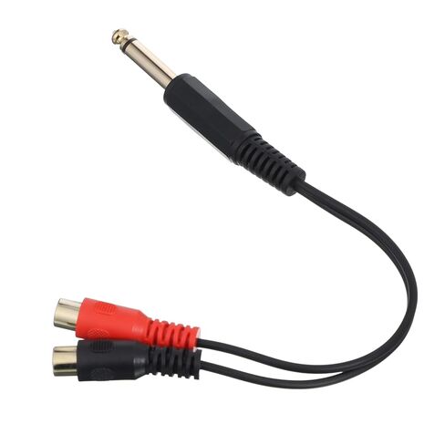 6.35mm to 2RCA Y-Adapter Splitter Cable, 6.35mm 1/4 inch Mono TS Male to Dual RCA Female Y Splitter Plug Adapter, Audio Converter Cable for Amplifier Audio Receiver, Gold Plated 10 Inch in Saudi Arabia