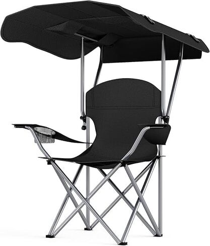 Simple Deluxe Chair with Umbrella - Portable Camping Chair with Canopy, 35" Sun Shade, Heavy Duty 600D Fabric for Beach and Outdoor Use in Saudi Arabia