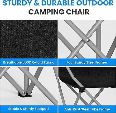 Simple Deluxe Chair with Umbrella - Portable Camping Chair with Canopy, 35" Sun Shade, Heavy Duty 600D Fabric for Beach and Outdoor Use in Saudi Arabia