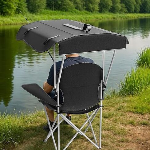 Simple Deluxe Chair with Umbrella - Portable Camping Chair with Canopy, 35" Sun Shade, Heavy Duty 600D Fabric for Beach and Outdoor Use in Saudi Arabia