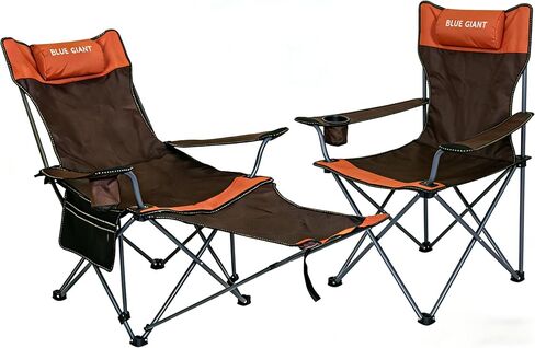 2 Pack Adjustable Folding Camping Chairs with Detachable Footrest and Headrest, Lightweight and Portable, Ideal for Hiking, Travel, Fishing and Outdoor Activities (Beige) in Saudi Arabia