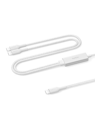 Belkin 2-in-1 USB C to USB C Cable 140W, 5ft Braided Dual Charging Cable - Fast-Charging Combo Cord w/Smart Power Sharing for MacBook, iPhone, iPad, Samsung, Pixel, & More - Travel Essentials - Black in Saudi Arabia