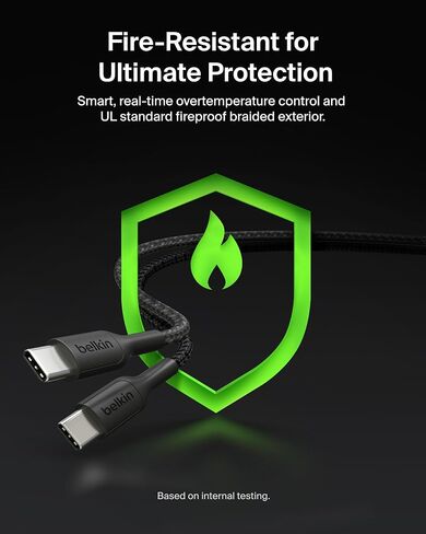 Belkin 2-in-1 USB C to USB C Cable 140W, 5ft Braided Dual Charging Cable - Fast-Charging Combo Cord w/Smart Power Sharing for MacBook, iPhone, iPad, Samsung, Pixel, & More - Travel Essentials - Black in Saudi Arabia