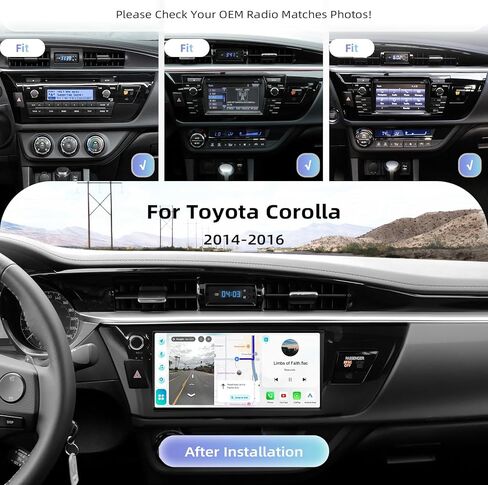 Roadanvi Android 14 6G+128GB 10.33 بوصة ستيريو سيارة لسيارة Toyota Corolla 2014-2016 Wireless Carplay & Android Auto، وحدة رأس بلوتوث 5.2، 4G LTE، 5G WiFi، راديو شاشة تعمل باللمس QLED، ملاحة GPS، سلسلة X14 in Kuwait