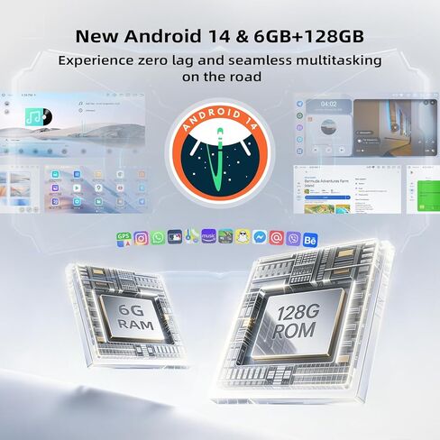 Roadanvi Android 14 6G+128GB 10.33 بوصة ستيريو سيارة لسيارة Toyota Corolla 2014-2016 Wireless Carplay & Android Auto، وحدة رأس بلوتوث 5.2، 4G LTE، 5G WiFi، راديو شاشة تعمل باللمس QLED، ملاحة GPS، سلسلة X14 in Kuwait
