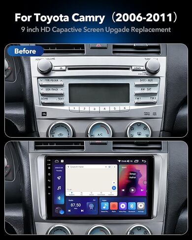 8 Core 4+64GB ترقية راديو السيارة ستيريو لـ 2006-2011 Toyota Camry، التوصيل والتشغيل 9 بوصة Android 13 وحدة الرأس مع Carplay اللاسلكي / Android Auto / 1080P كاميرا احتياطية / راديو AM FM in Kuwait