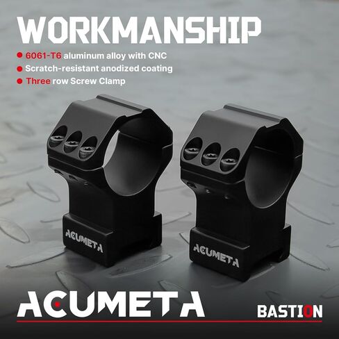 حلقات نطاق ACUMETA Bastion - حلقات نطاق 30 مم مشبك ثلاثي المسمار لقضبان 20 مم in Kuwait