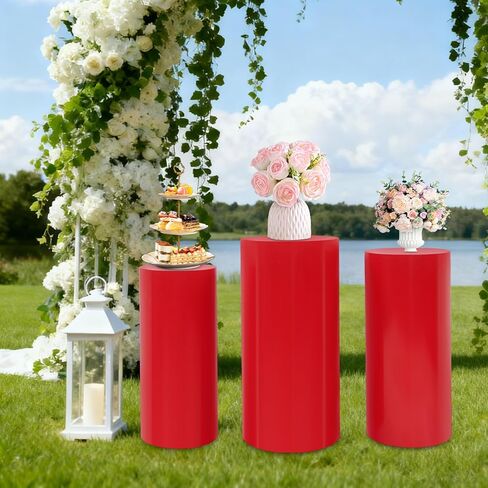 3Pcs Large Round Cylinder Tables Round Cake Pedestal Stand with Three Sizes & Stacked Storage Cylinder Pedestal Stands for Birthdays, Parties, Weddings, Festivals, Corporate Events(Black) in Saudi Arabia