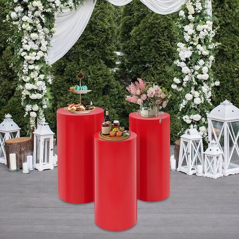 3Pcs Large Round Cylinder Tables Round Cake Pedestal Stand with Three Sizes & Stacked Storage Cylinder Pedestal Stands for Birthdays, Parties, Weddings, Festivals, Corporate Events(Black) in Saudi Arabia