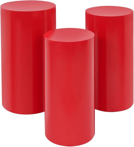 3Pcs Large Round Cylinder Tables Round Cake Pedestal Stand with Three Sizes & Stacked Storage Cylinder Pedestal Stands for Birthdays, Parties, Weddings, Festivals, Corporate Events(Black) in Saudi Arabia