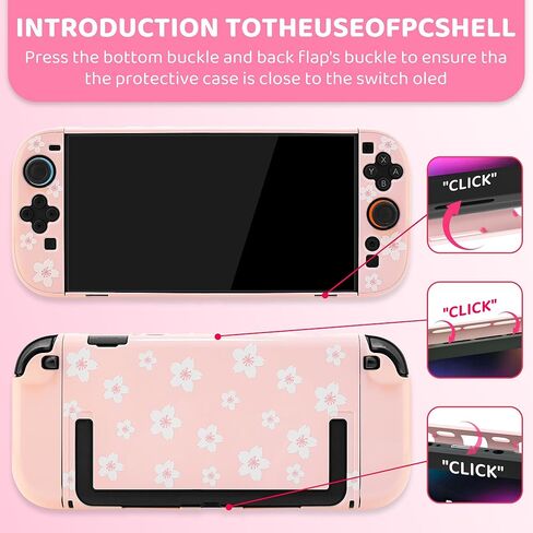 FANPL Cute Carrying Case Bundle for Nintendo Switch 2, Accessories Kit with Hard Travel Case, Protective Shell, Adjustable Strap, Screen Protector, Thumb Grip Caps, Pink White Sakura for Girl in Saudi Arabia