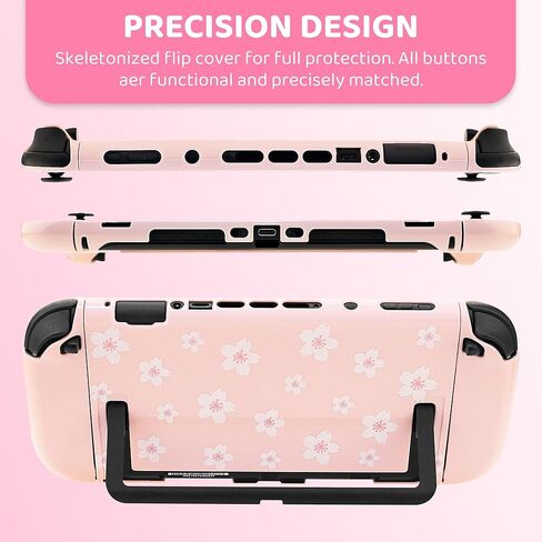 FANPL Cute Carrying Case Bundle for Nintendo Switch 2, Accessories Kit with Hard Travel Case, Protective Shell, Adjustable Strap, Screen Protector, Thumb Grip Caps, Pink White Sakura for Girl in Saudi Arabia