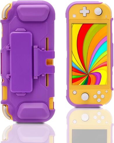 ECHZOVE Switch Lite Case for Kids, 3-in-1 Protective Grip Cover with Built-in Kickstand and Game Card Storage for Nintendo Switch Lite, Lightweight TPU Travel Case, Purple in Saudi Arabia