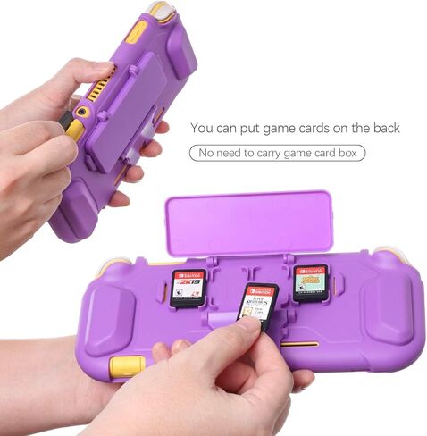 ECHZOVE Switch Lite Case for Kids, 3-in-1 Protective Grip Cover with Built-in Kickstand and Game Card Storage for Nintendo Switch Lite, Lightweight TPU Travel Case, Purple in Saudi Arabia