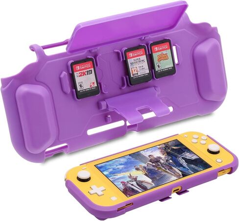 ECHZOVE Switch Lite Case for Kids, 3-in-1 Protective Grip Cover with Built-in Kickstand and Game Card Storage for Nintendo Switch Lite, Lightweight TPU Travel Case, Purple in Saudi Arabia