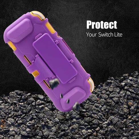 ECHZOVE Switch Lite Case for Kids, 3-in-1 Protective Grip Cover with Built-in Kickstand and Game Card Storage for Nintendo Switch Lite, Lightweight TPU Travel Case, Purple in Saudi Arabia