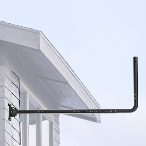 Antenna Mount for Long Wall - Lenght Adjustable Long Eave Antenna Mast Pole Mounting Bracket Kits with 90° Elbows, Extend Pipes, Fixing Screws, for Outdoor TV Antennas, Starlink WiFi Extender Black in Saudi Arabia