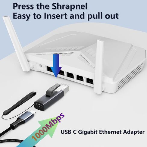 محول USB C إلى إيثرنت، محول إيثرنت ذكر إلى USB-C أنثى، محول إيثرنت محمول وتشغيل بسرعة 1 جيجابت في الثانية للوصول السريع إلى الإنترنت مع كابلات شحن يومية، علبة من الألومنيوم in Kuwait