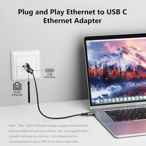 محول USB C إلى إيثرنت، محول إيثرنت ذكر إلى USB-C أنثى، محول إيثرنت محمول وتشغيل بسرعة 1 جيجابت في الثانية للوصول السريع إلى الإنترنت مع كابلات شحن يومية، علبة من الألومنيوم in Kuwait