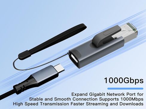 محول USB C إلى إيثرنت، محول إيثرنت ذكر إلى USB-C أنثى، محول إيثرنت محمول وتشغيل بسرعة 1 جيجابت في الثانية للوصول السريع إلى الإنترنت مع كابلات شحن يومية، علبة من الألومنيوم in Kuwait