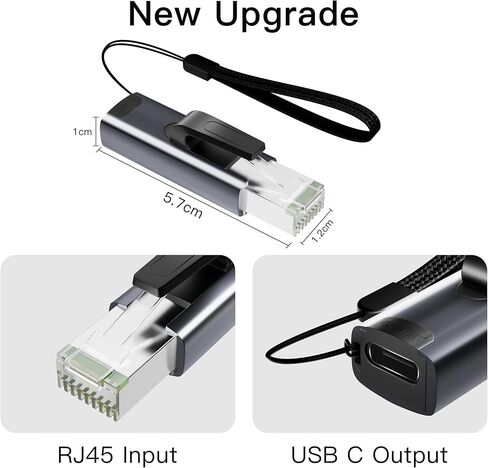 محول USB C إلى إيثرنت، محول إيثرنت ذكر إلى USB-C أنثى، محول إيثرنت محمول وتشغيل بسرعة 1 جيجابت في الثانية للوصول السريع إلى الإنترنت مع كابلات شحن يومية، علبة من الألومنيوم in Kuwait