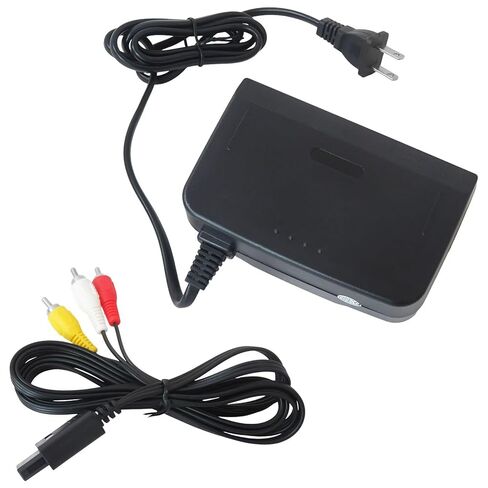 HEKUTU New for N64 Power Supply and Cable, AC Power Supply Adapter and AV Composite Video Cable Cord Compatible for Nintendo 64 in Saudi Arabia